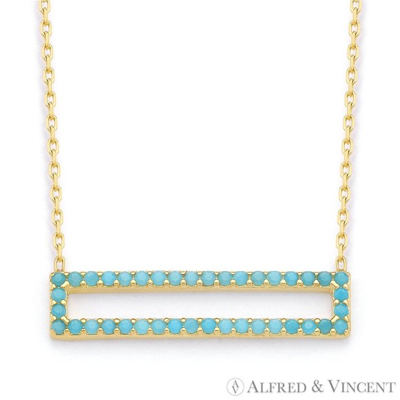 Open Rectangle Nano Crystal Pendant in .925 Sterling Silver w/ 18k Yellow Gold - Picture 2 of 2